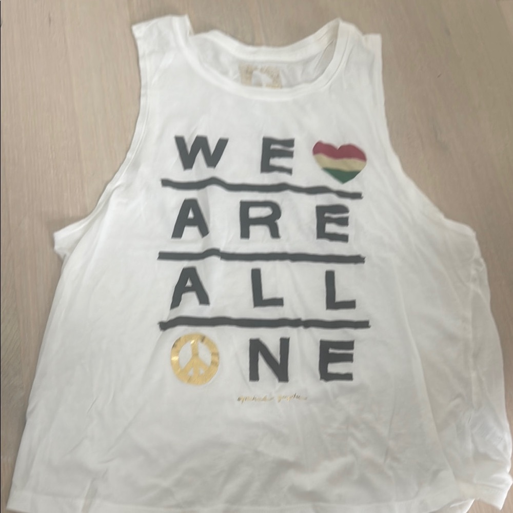 Spiritual Gangster White Tank Top with Heart and Peace Sign